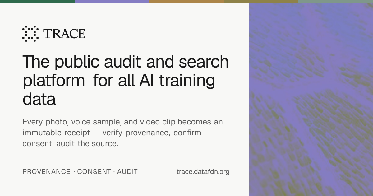 Trace · The public audit and search platform for all AI training data